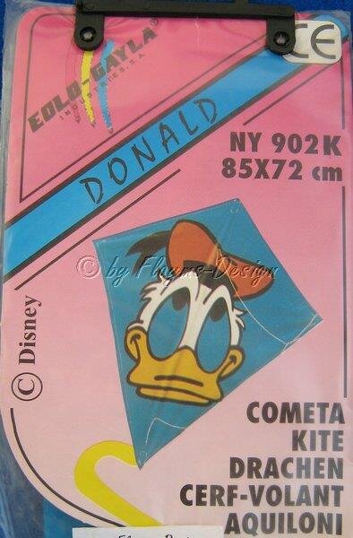 Donald Kinderdrachen 85x72cm Einleiner mit Drachenschnur