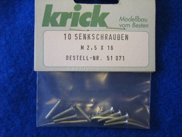 Senkkopfschrauben M2,5X16mm (10) Krick 51071