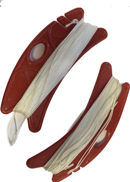 Ersatzschnüre für Anfänger Lenkdrachen Daccron geflochten 2x30m auf Invento-Winder Rot