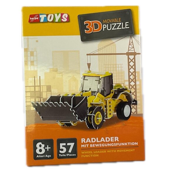 Herpa Toys, 3D Puzzle Radlader mit Bewegungsfunktion, 57 Teile, 800297-005
