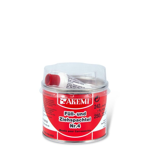 Füll- und Ziehspachtel Nr.4 250g Dose mit Spachtel und Härter AKEMI 2 01 12