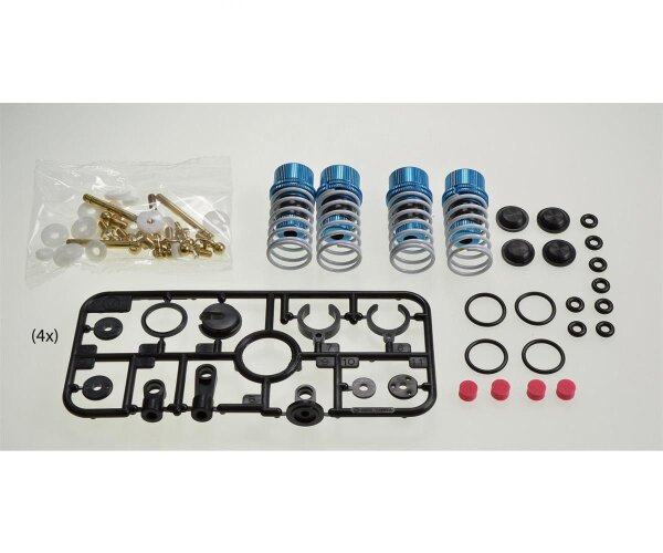 TRF Alu Dämpfer-Set (4) blau Black coat für TT-01, TT-02, TB-02 Tamiya 42102