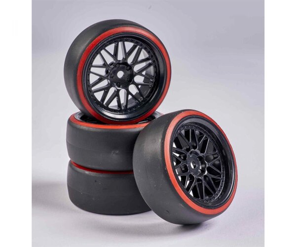 Carson 1:10 Räderset Drift schwarz rot 4 Stück 500900157