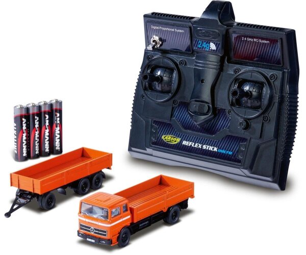 1:87 Mercedes-Benz 1620 Pritsche mit Anhänger – RC-Modell 100% RTR orange