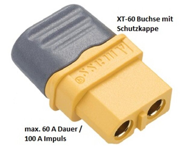 XT-60 Goldbuchsen Amass 2 Stück – mit Schutzkappen max. 60A/100A R.E.M. 063103
