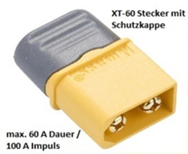 XT-60 Amass Goldstecker 2 Stück – mit Schutzkappe max. 60A/100A R.E.M. 063104