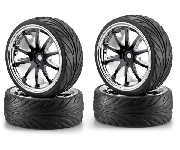 1:10 Big Wheel-Set 02 10-Speichen schwarz/chrom – 26 mm Carson 500900080