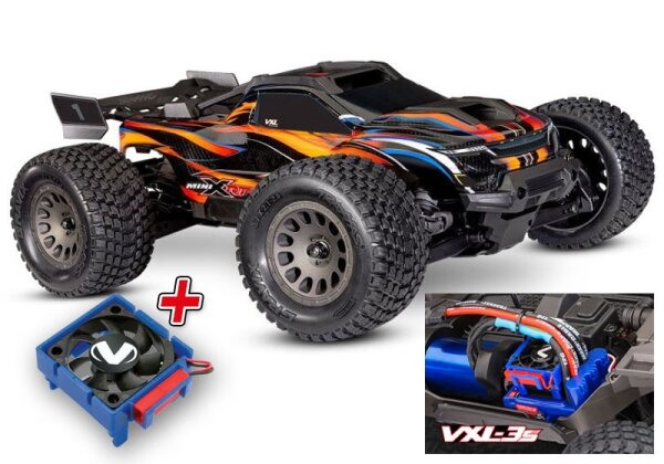 TRAXXAS Mini-XRT V2 3S 4x4 orange 1:16 Monster-Truck RTR Brushless mit 2S LiPo USB-C Lader & EXTRA Lüfter TRX108076-1F-ORNG