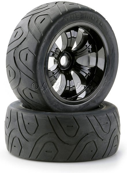 Truggy Räder LPR 1:8 Street Black mit Profil Reifen (2)