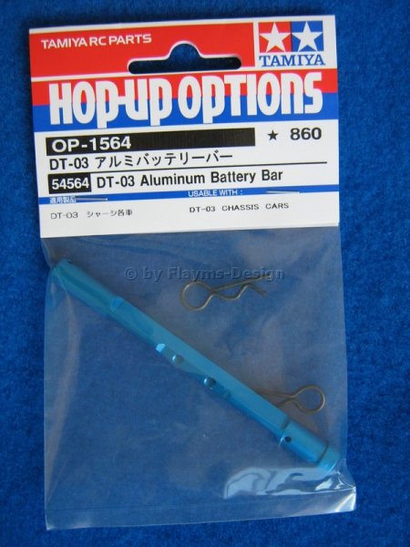 Akkuhalter - Verschluss Stift f&uuml;r Tamiya DT-03 Alu blau eloxiert